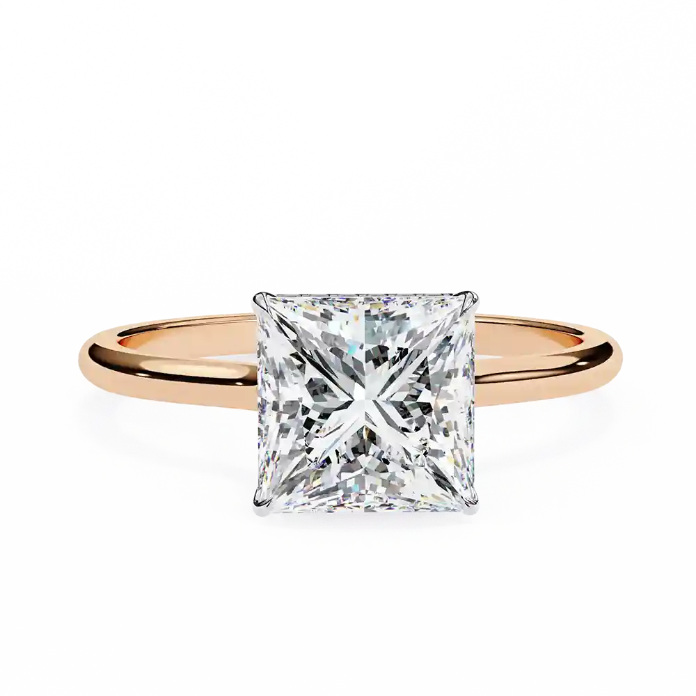Round Hidden Halo 0.07 Carat Diamond Solid Gold Engagement Ring - Image 9