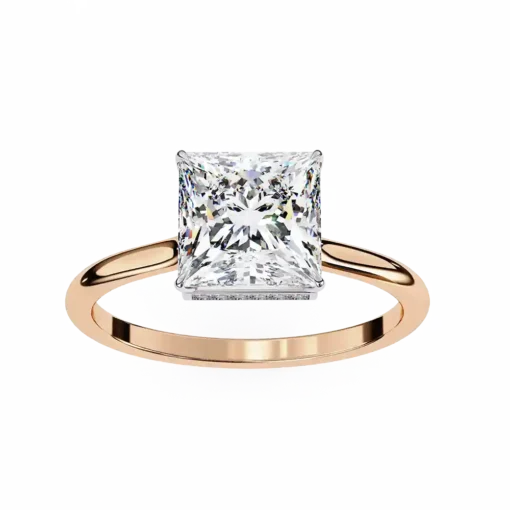 Round Hidden Halo 0.07 Carat Diamond Solid Gold Engagement Ring - Image 3