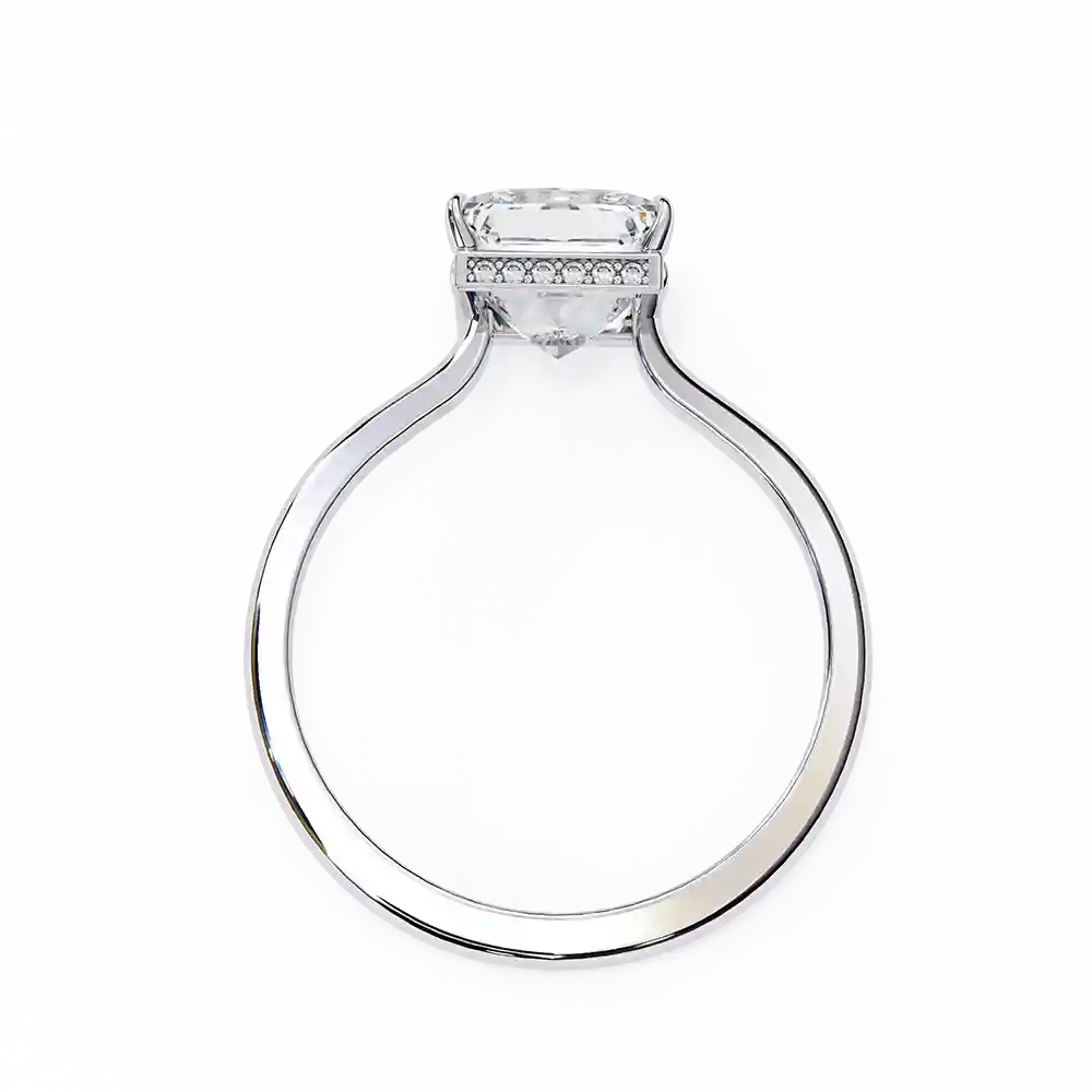 Round Hidden Halo 0.07 Carat Diamond Solid Gold Engagement Ring - Image 4