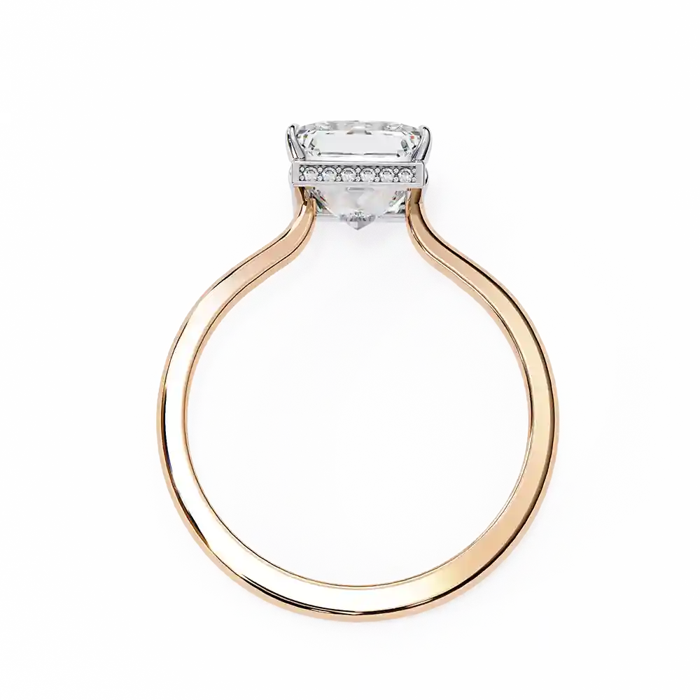 Round Hidden Halo 0.07 Carat Diamond Solid Gold Engagement Ring - Image 5