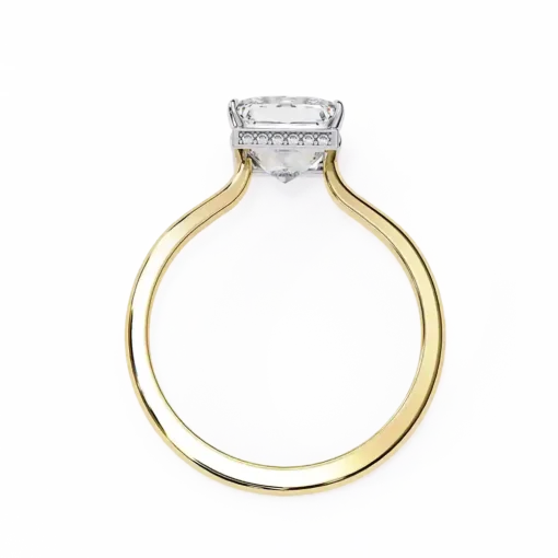 Round Hidden Halo 0.07 Carat Diamond Solid Gold Engagement Ring - Image 6