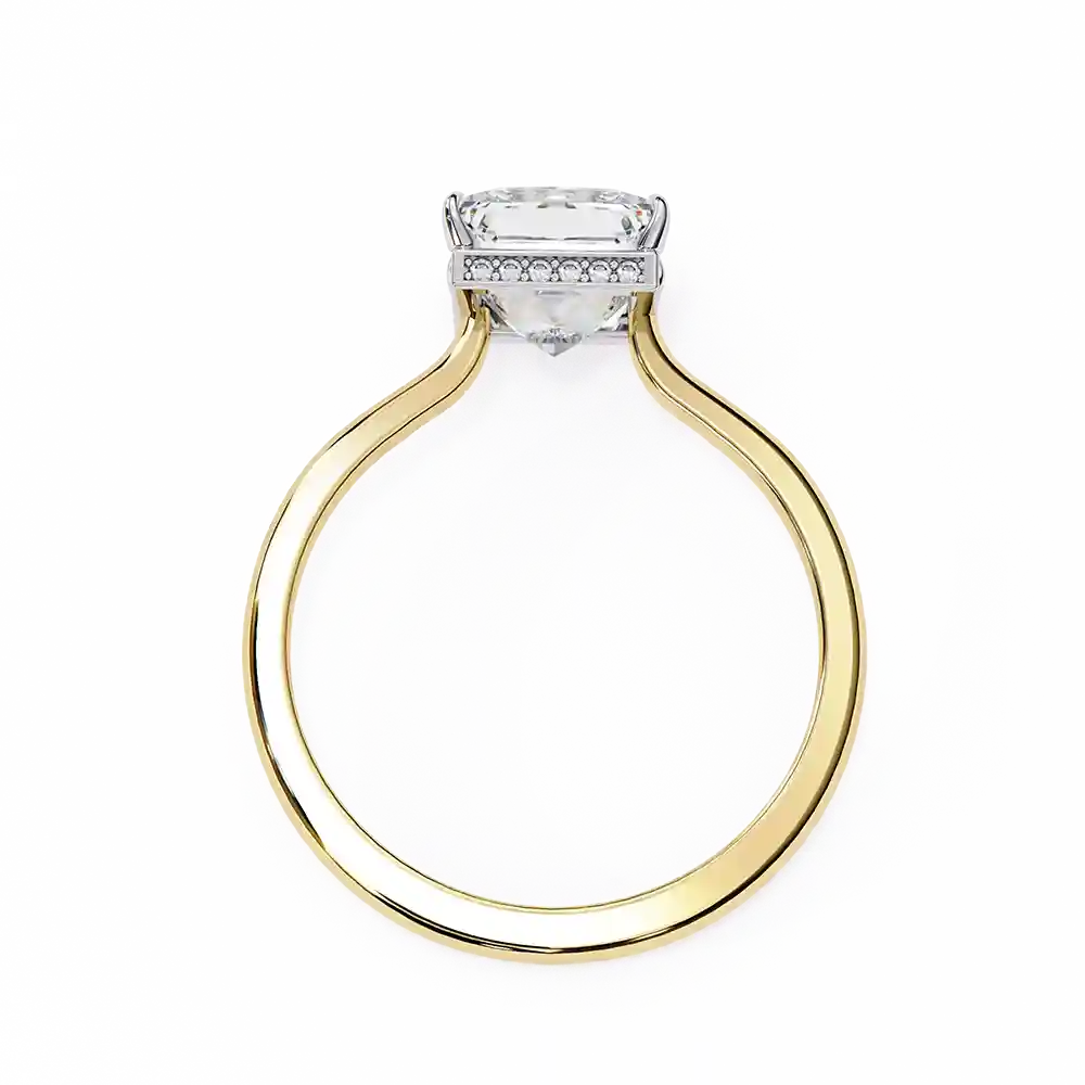 Round Hidden Halo 0.07 Carat Diamond Solid Gold Engagement Ring - Image 6