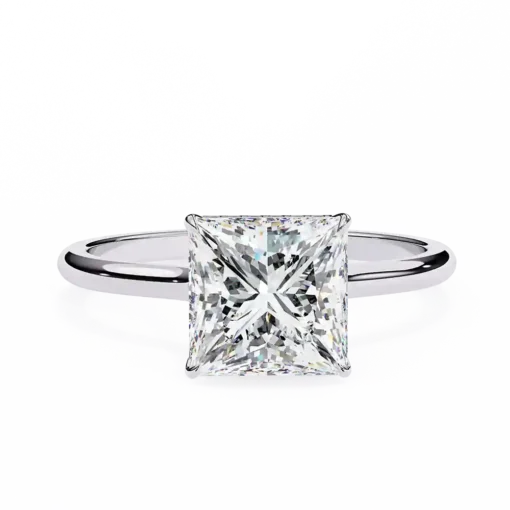 Round Hidden Halo 0.07 Carat Diamond Solid Gold Engagement Ring - Image 7