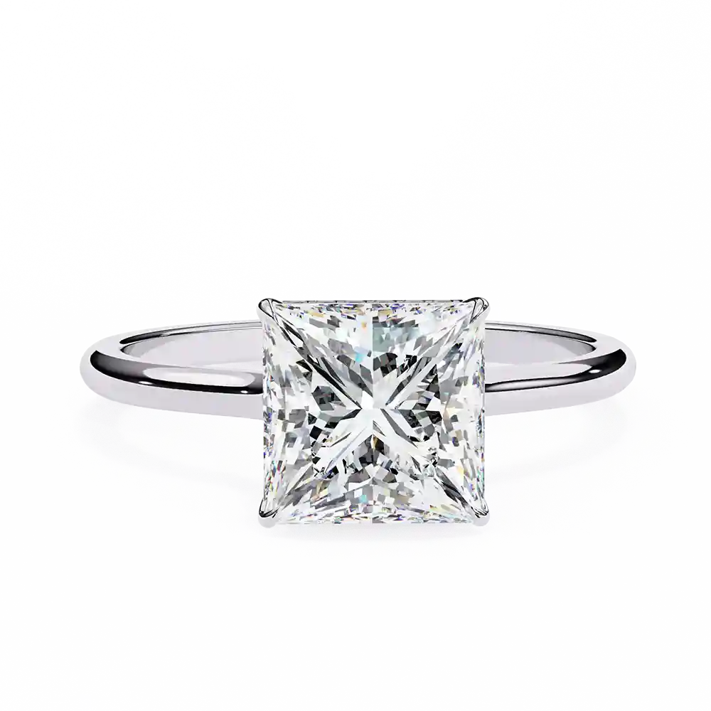 Round Hidden Halo 0.07 Carat Diamond Solid Gold Engagement Ring - Image 7