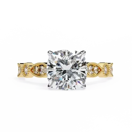 Cushion Unique 0.242 Carat Diamond Solid Gold Engagement Ring - Image 2