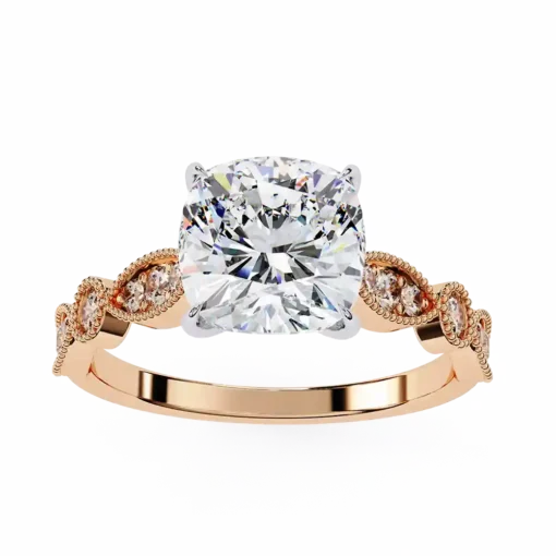 Cushion Unique 0.242 Carat Diamond Solid Gold Engagement Ring - Image 10
