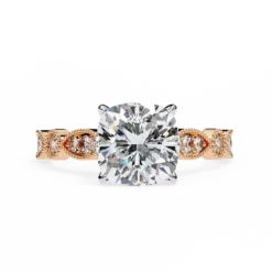 Cushion Unique 0.242 Carat Diamond Solid Gold Engagement Ring