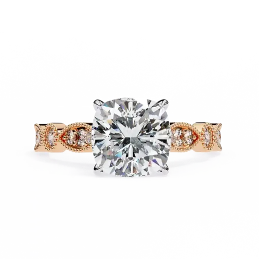 Cushion Unique 0.242 Carat Diamond Solid Gold Engagement Ring