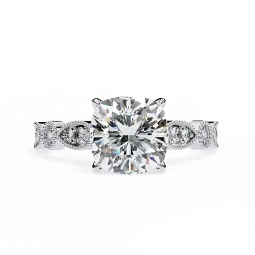 Cushion Unique 0.242 Carat Diamond Solid Gold Engagement Ring - Image 3