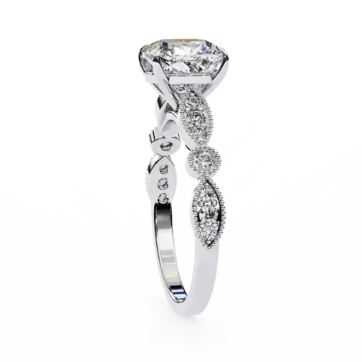 Cushion Unique 0.242 Carat Diamond Solid Gold Engagement Ring - Image 7