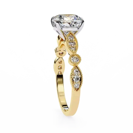 Cushion Unique 0.242 Carat Diamond Solid Gold Engagement Ring - Image 9