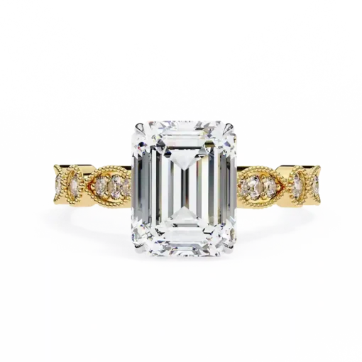Emerald Unique 0.242 Carat Diamond Solid Gold Engagement Ring - Image 2