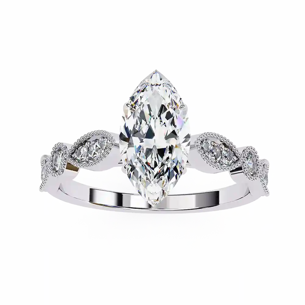 Marquise Unique 0.242 Carat Diamond Solid Gold Engagement Ring - Image 10