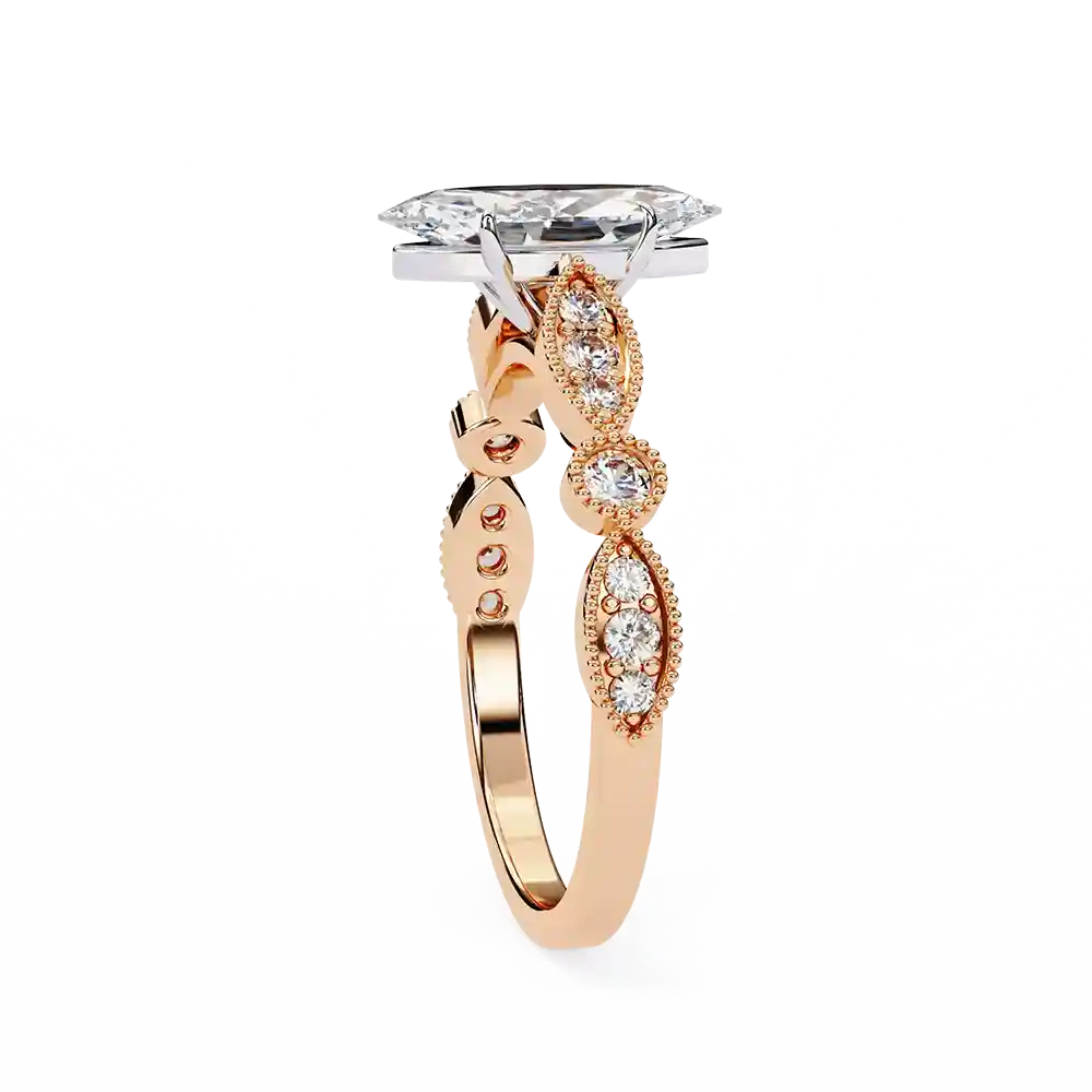 Marquise Unique 0.242 Carat Diamond Solid Gold Engagement Ring - Image 7