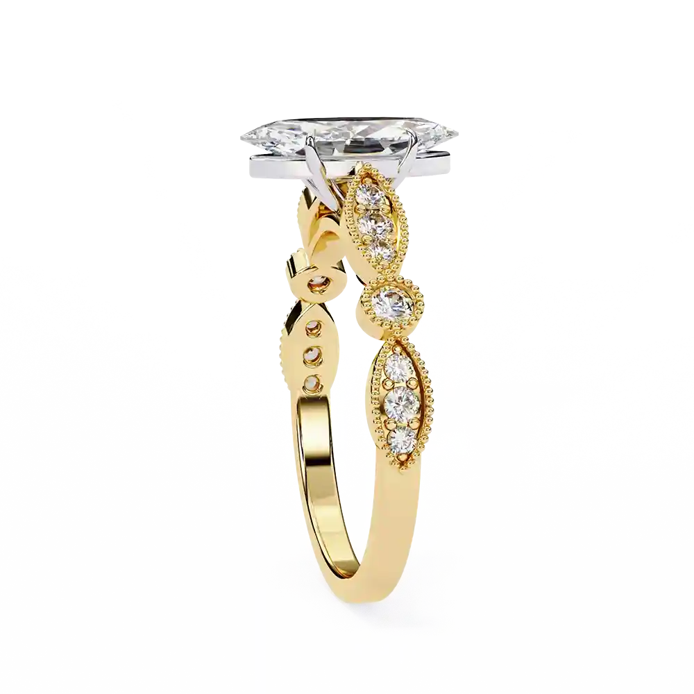 Marquise Unique 0.242 Carat Diamond Solid Gold Engagement Ring - Image 9