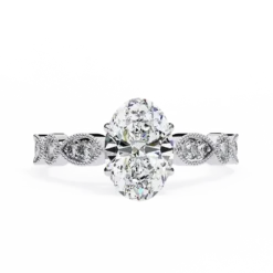 Oval Unique 0.242 Carat Diamond Solid Gold Engagement Ring