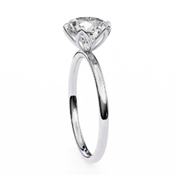 Round Solitaire 0.031 Carat Diamond Solid Gold Engagement Ring