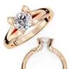 Round Hidden Halo 0.146 Carat Diamond Solid Gold Engagement Ring