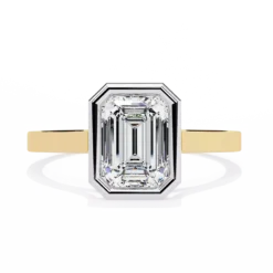 Emerald Bezel Diamond Solid Gold Engagement Ring