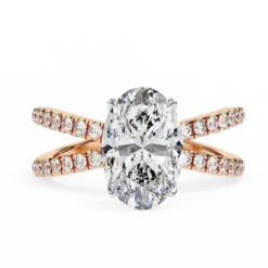 Oval Hidden Halo 0.37 Carat Diamond Solid Gold Engagement Ring