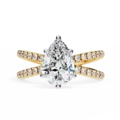 Pear Hidden Halo 0.41 Carat Diamond Solid Gold Engagement Ring