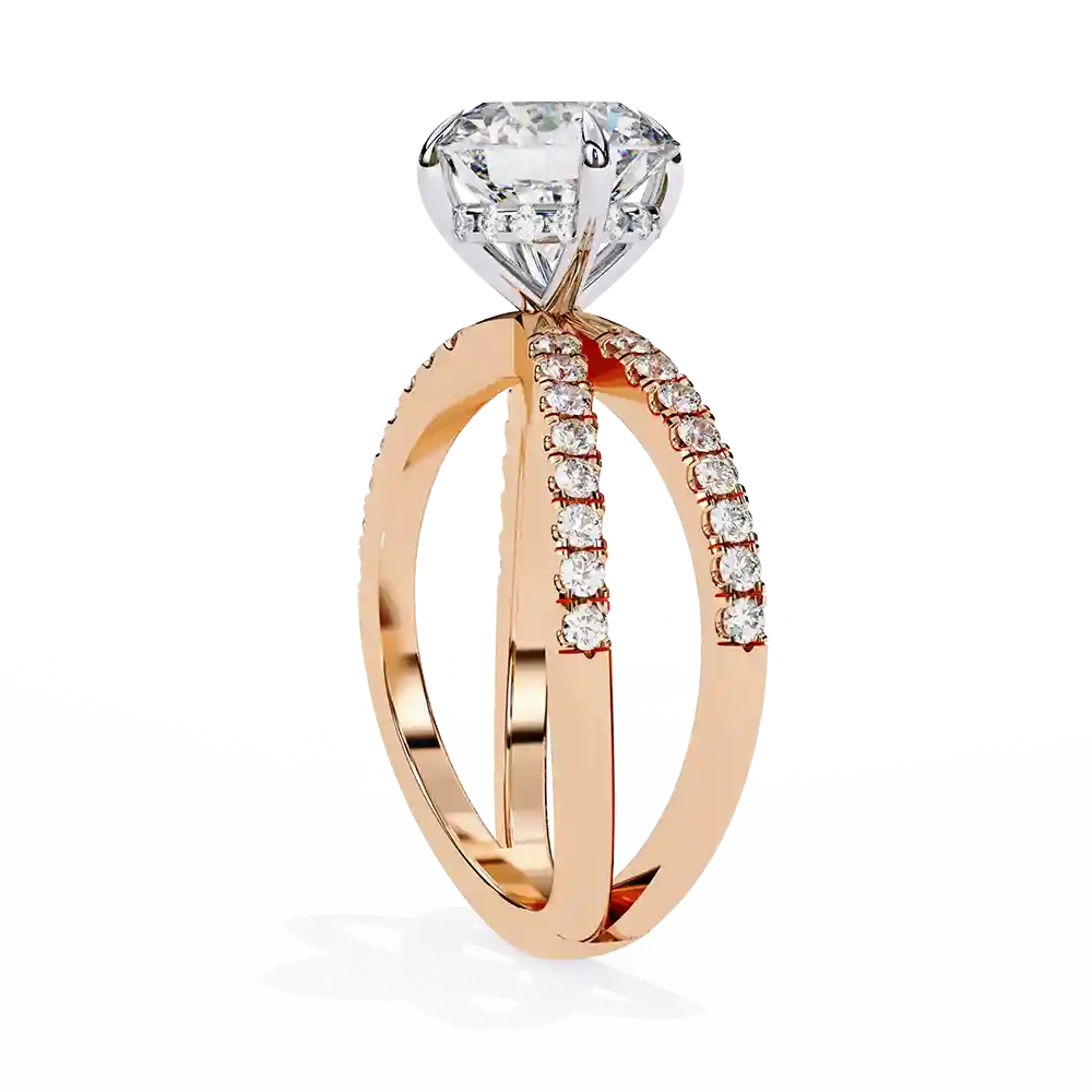 Round Hidden Halo 0.42 Carat Diamond Solid Gold Engagement Ring - Image 10