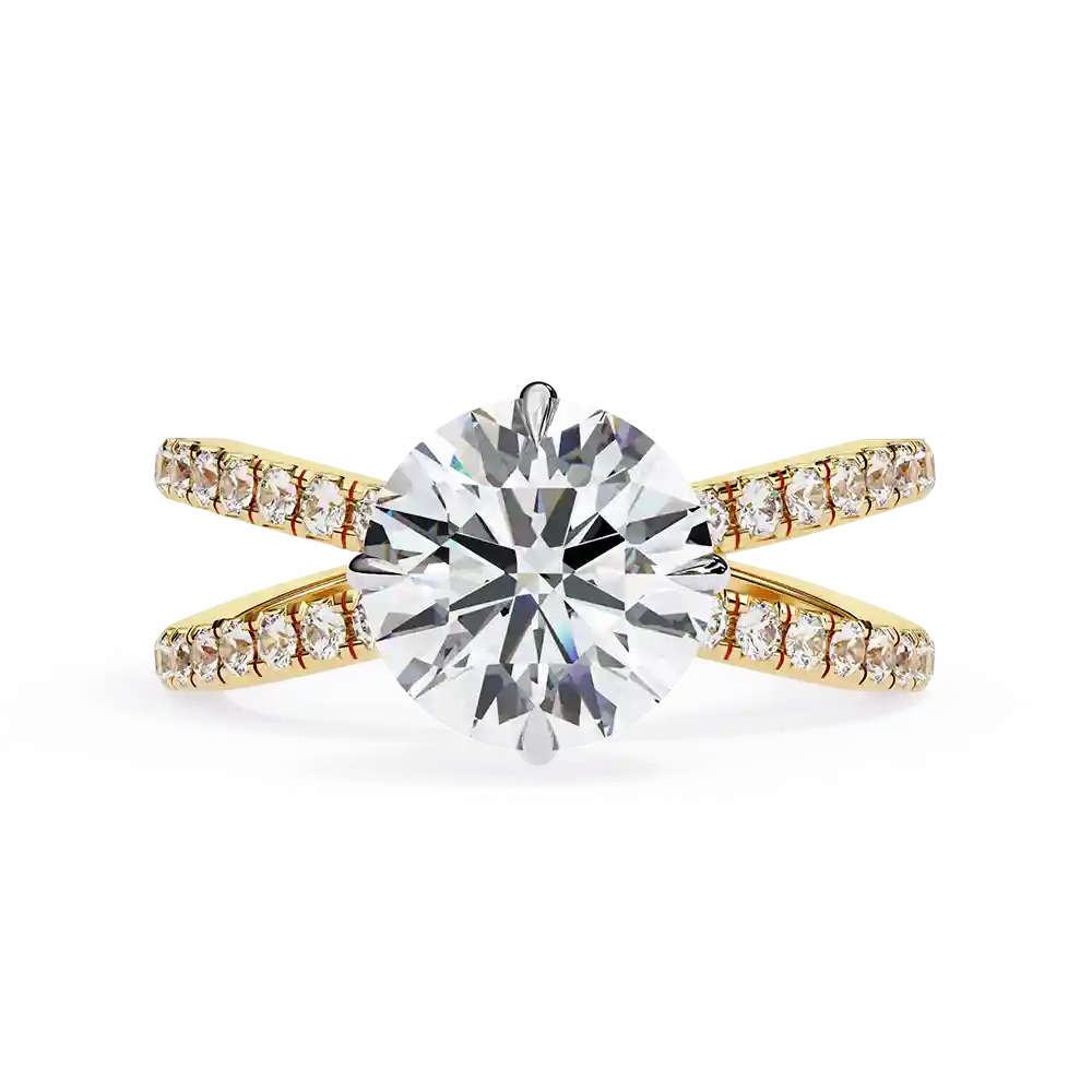 Round Hidden Halo 0.42 Carat Diamond Solid Gold Engagement Ring - Image 3
