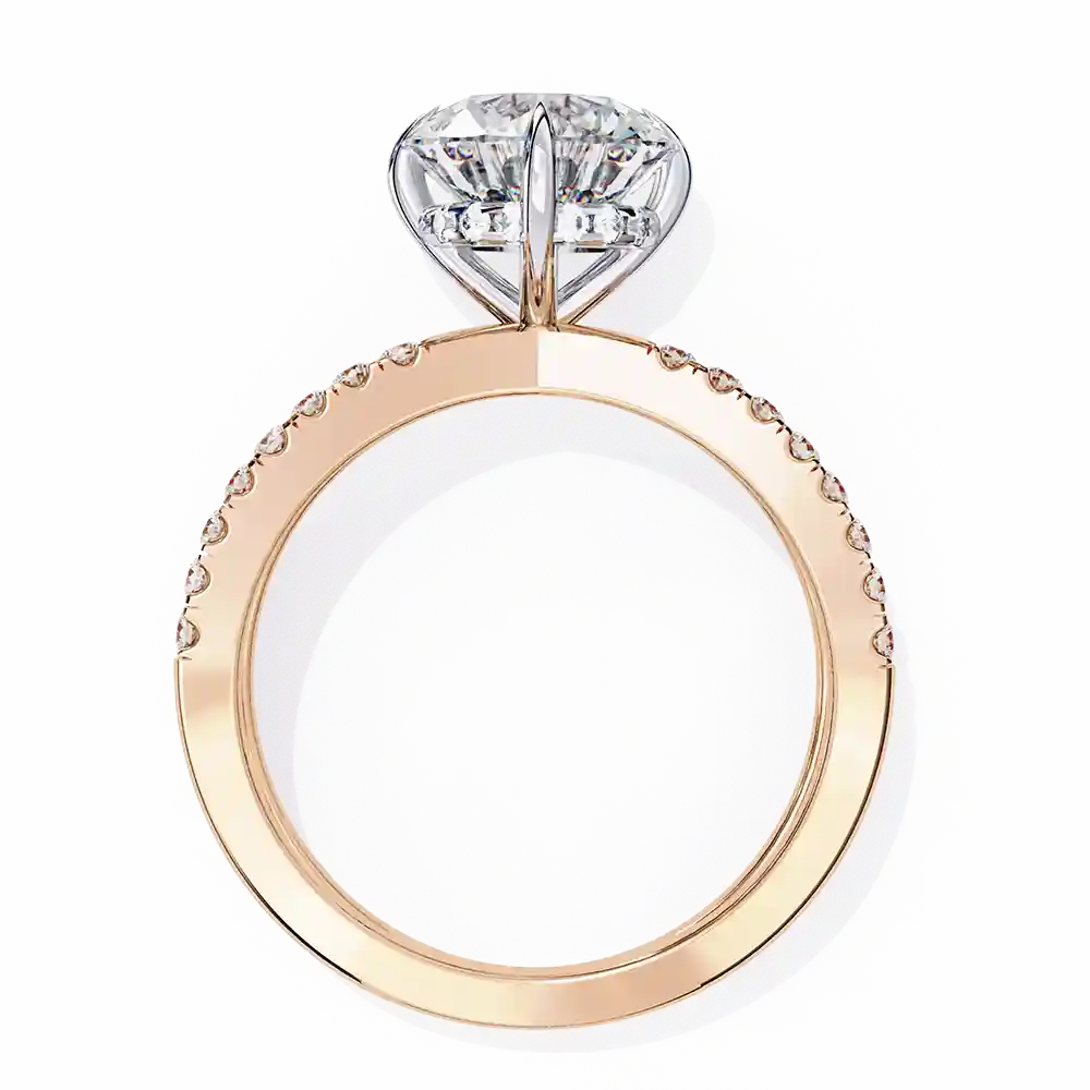 Round Hidden Halo 0.42 Carat Diamond Solid Gold Engagement Ring - Image 5