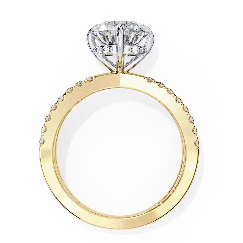 Round Hidden Halo 0.42 Carat Diamond Solid Gold Engagement Ring - Image 6