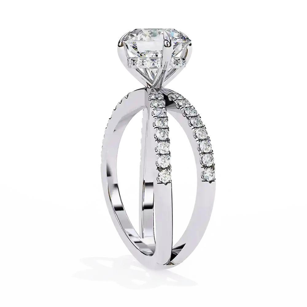 Round Hidden Halo 0.42 Carat Diamond Solid Gold Engagement Ring - Image 8