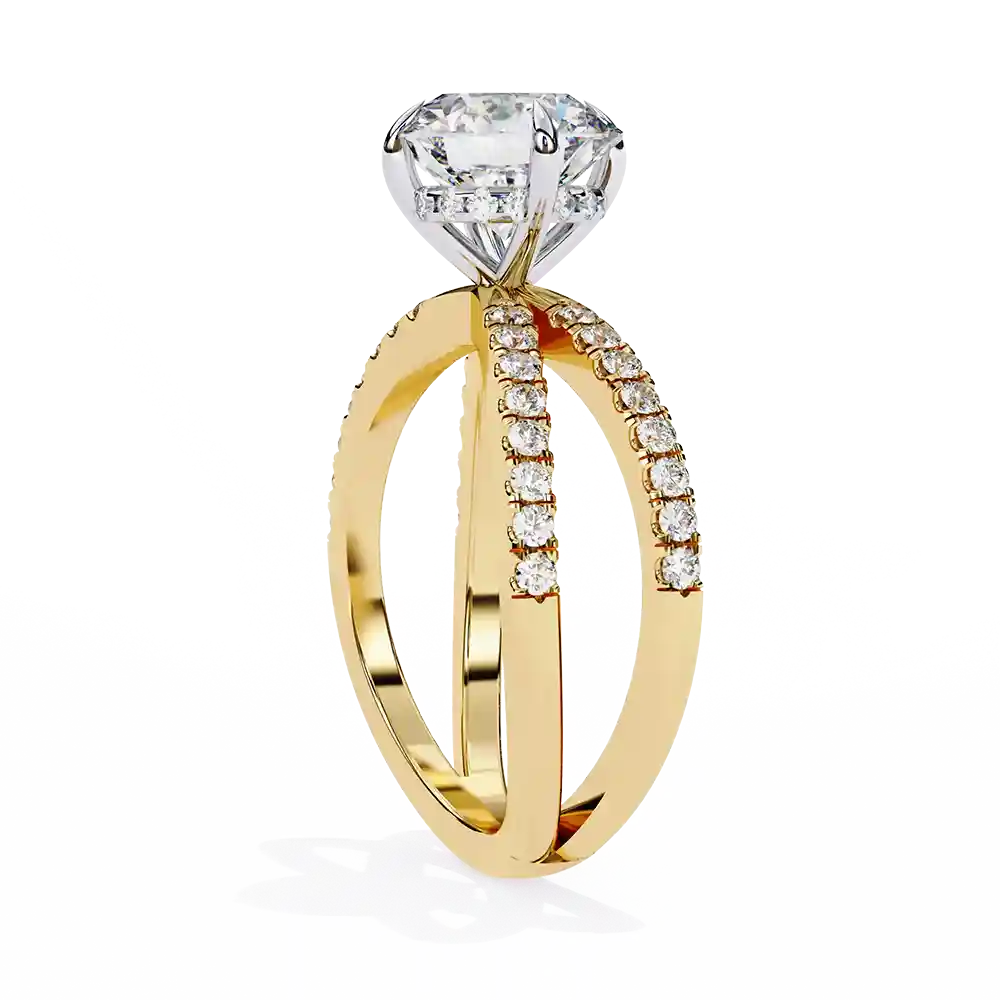Round Hidden Halo 0.42 Carat Diamond Solid Gold Engagement Ring - Image 9