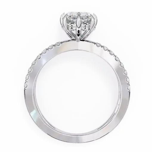 Marquise Hidden Halo 0.45 Carat Diamond Solid Gold Engagement Ring - Image 3