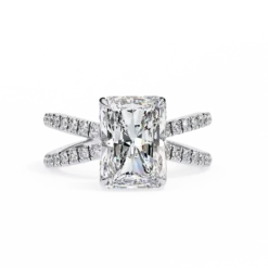 Radiant Hidden Halo 0.38 Carat Diamond Solid Gold Engagement Ring