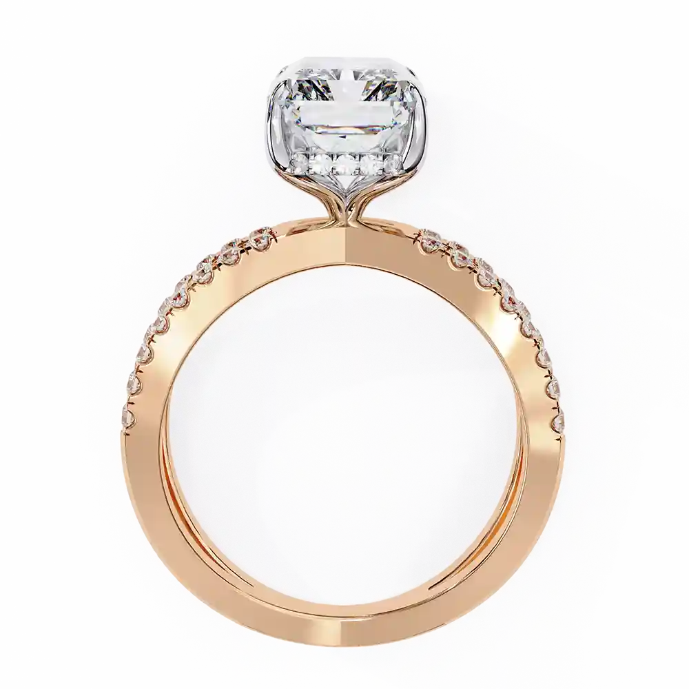 Radiant Hidden Halo 0.38 Carat Diamond Solid Gold Engagement Ring - Image 7