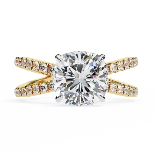 Cushion Hidden Halo 0.32 Carat Diamond Solid Gold Engagement Ring