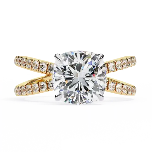 Cushion Hidden Halo 0.32 Carat Diamond Solid Gold Engagement Ring - Image 4