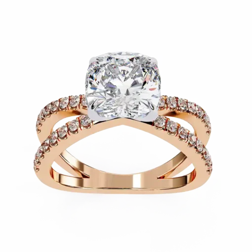 Cushion Hidden Halo 0.32 Carat Diamond Solid Gold Engagement Ring - Image 7
