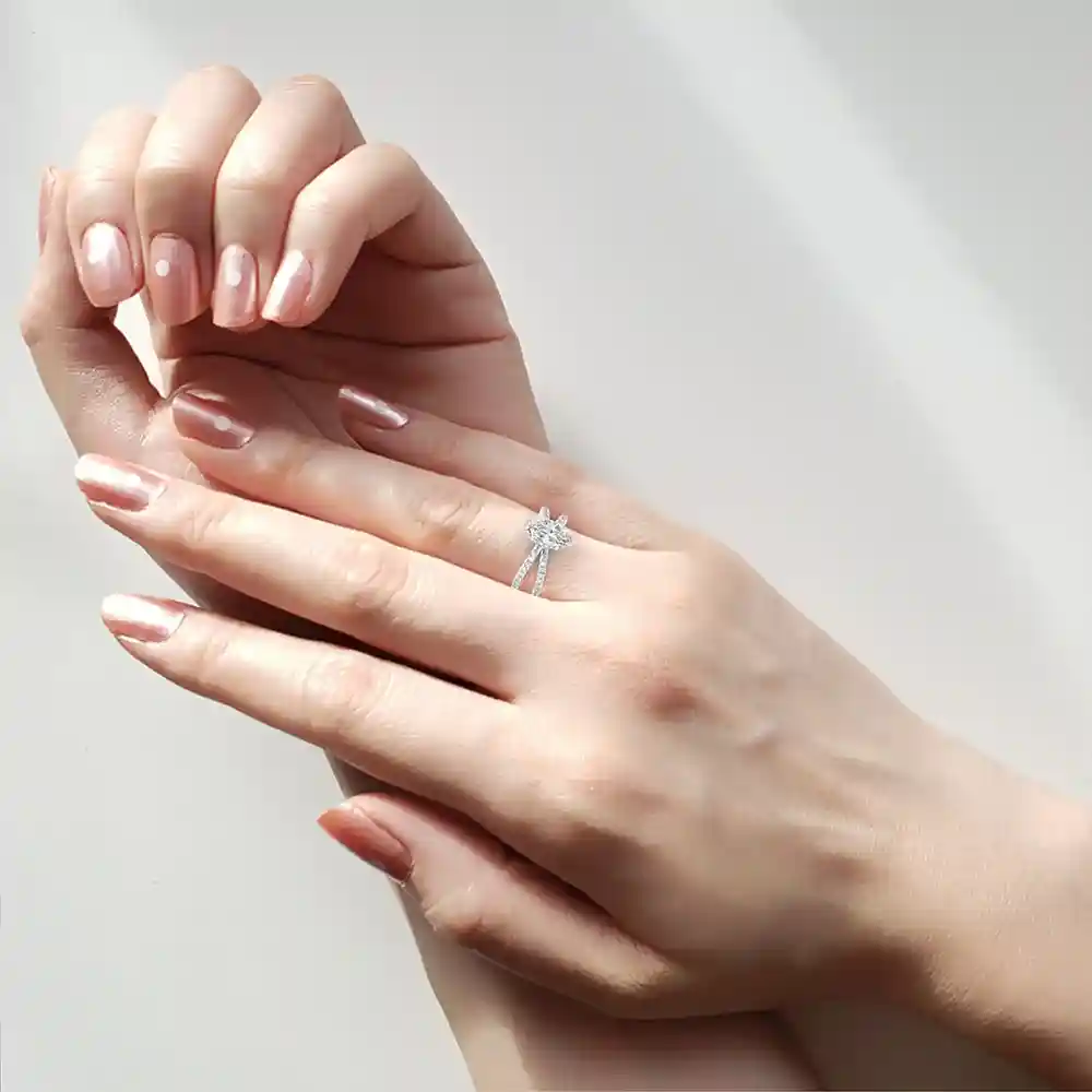 Marquise Hidden Halo 0.32 Carat Diamond Solid Gold Engagement Ring - Image 2