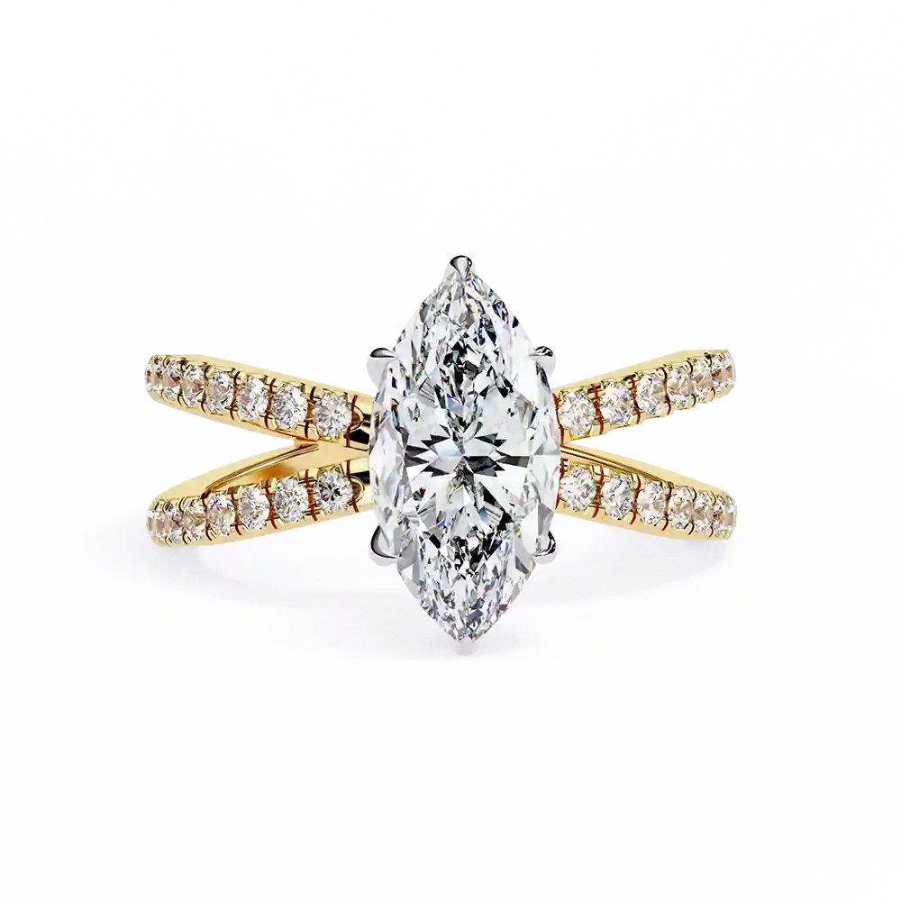 Marquise Hidden Halo 0.32 Carat Diamond Solid Gold Engagement Ring