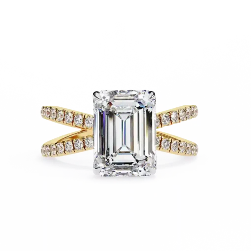 Emerald Hidden Halo 0.32 Carat Diamond Solid Gold Engagement Ring - Image 3