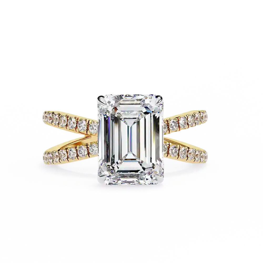 Emerald Hidden Halo 0.32 Carat Diamond Solid Gold Engagement Ring - Image 3