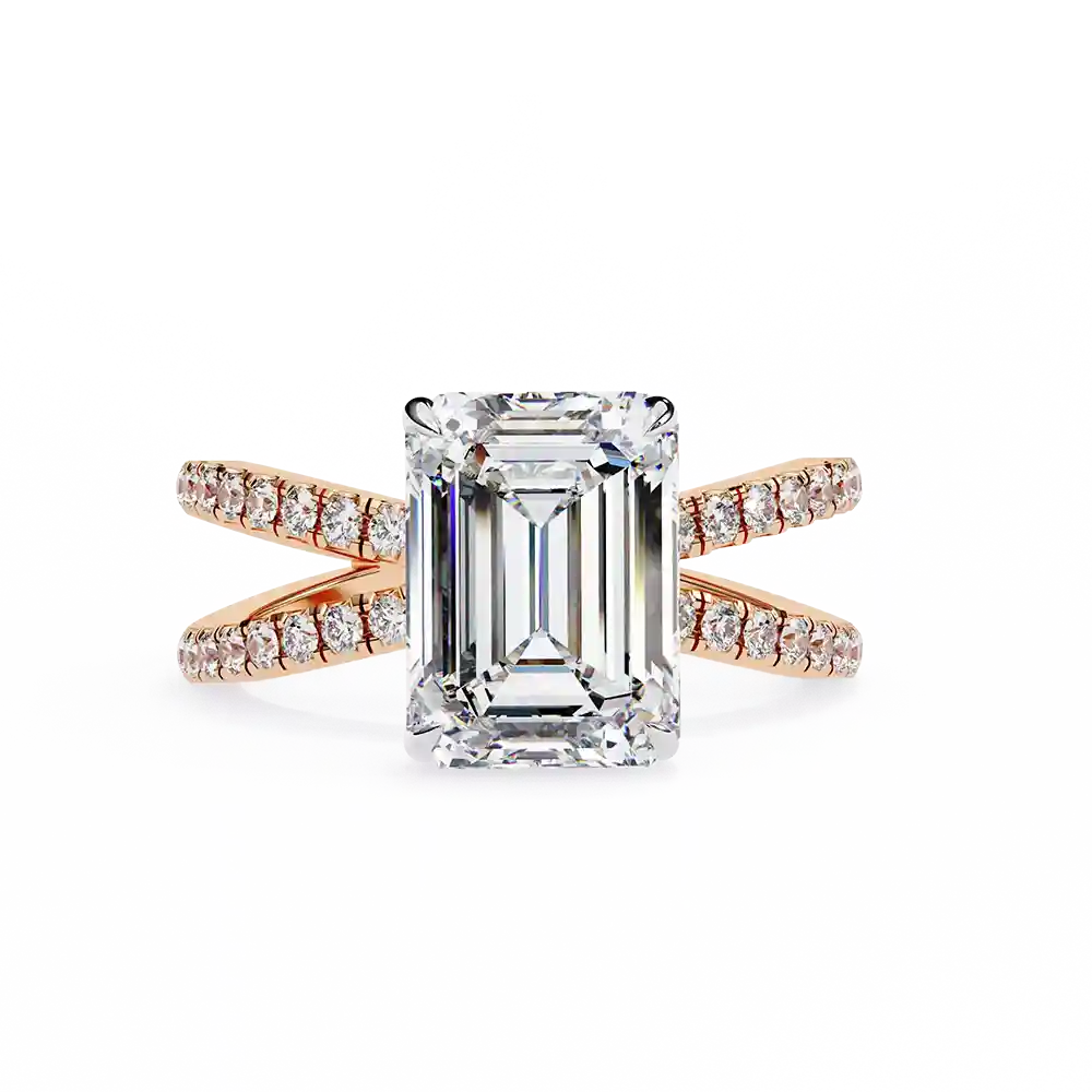 Emerald Hidden Halo 0.32 Carat Diamond Solid Gold Engagement Ring - Image 4