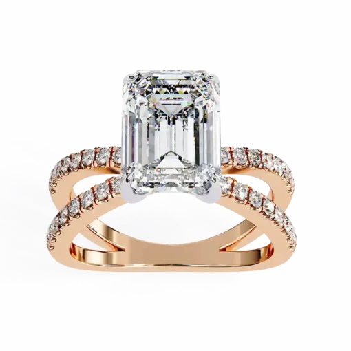 Emerald Hidden Halo 0.32 Carat Diamond Solid Gold Engagement Ring - Image 5