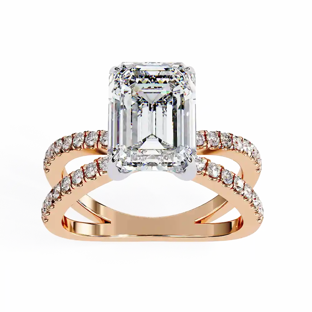 Emerald Hidden Halo 0.32 Carat Diamond Solid Gold Engagement Ring - Image 5