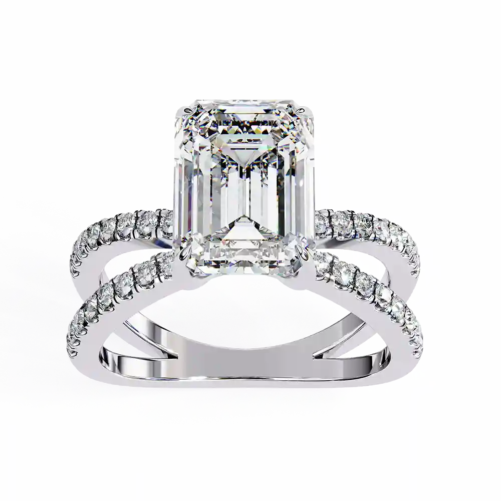Emerald Hidden Halo 0.32 Carat Diamond Solid Gold Engagement Ring - Image 6