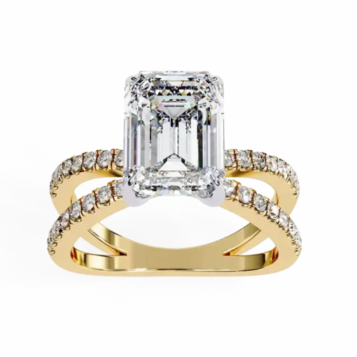 Emerald Hidden Halo 0.32 Carat Diamond Solid Gold Engagement Ring - Image 7