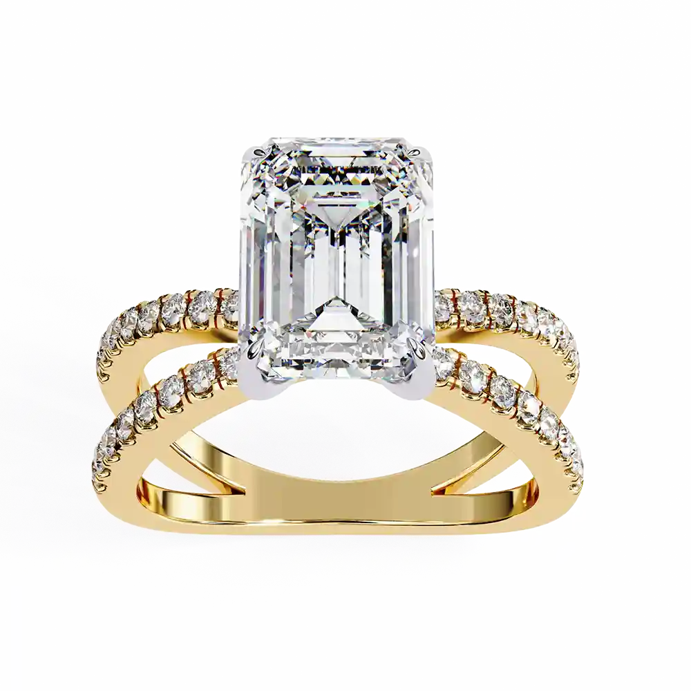 Emerald Hidden Halo 0.32 Carat Diamond Solid Gold Engagement Ring - Image 7