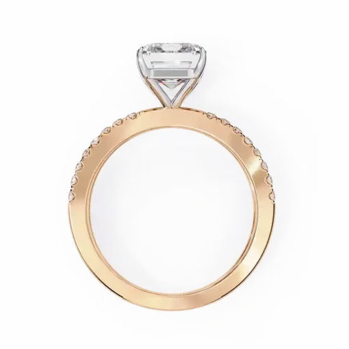 Emerald Hidden Halo 0.32 Carat Diamond Solid Gold Engagement Ring - Image 9