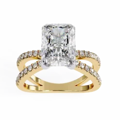 Radiant Diamond Bands 0.32 Carat Diamond Solid Gold Engagement Ring