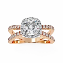 Cushion Diamond Bands 0.45 Carat Diamond Solid Gold Engagement Ring